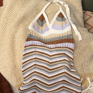 Charming Pink Rose, Ivory Combo knit dress